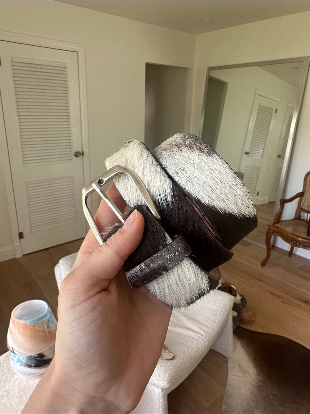 Genuine Zebra Leather Belt with Silver Buckle
